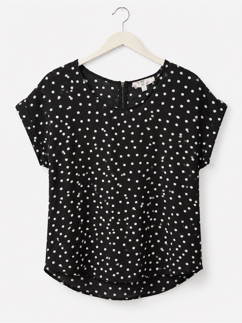 Black Polka Dot Short Sleeve Blouse